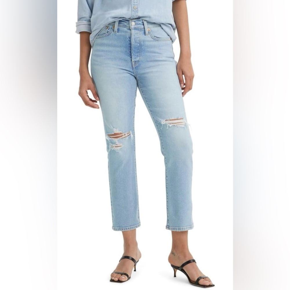 Levi's Light Blue Ripped Straight Leg Jeans